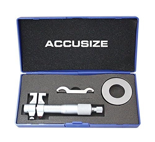 Accusize Industrial Tools 1-2'' by 0.001'' Inside Micrometer in Fitted Case, Satin Chrome Finished, Eg00-3222 | Range: 1-2", Graduation: 0.001", Accuracy: 0.00028", Resolution: 0.0001", Satin Chrome Finish