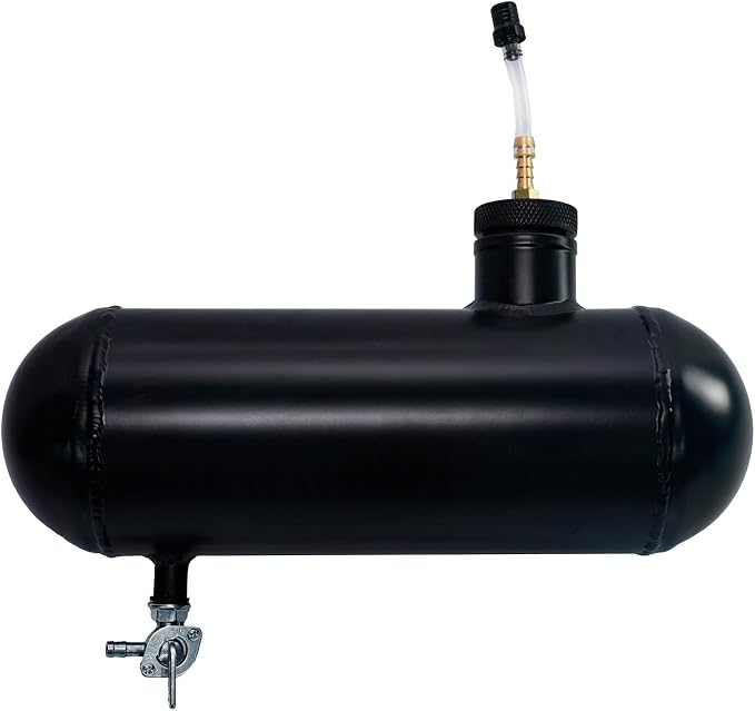 JMCHstore Side Aluminum Mini bike Gas Fuel Tank Cylinder 4x12'' for Coleman Baja Montser Mega moto Predator Hemi non 212 Engine, Massimo Axis RealTree Motovox Mototec Gas Bike, Go Kart Parts (Black)
