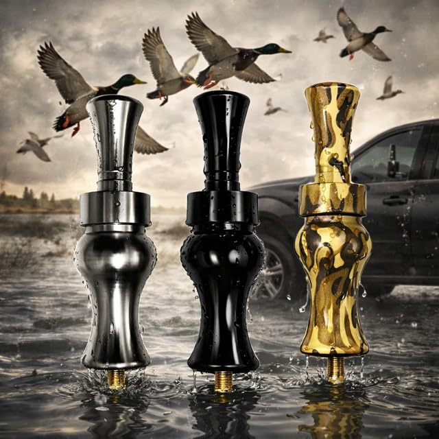 Duck Call Truck Antenna, Short 5.5 Inch Heavy Duty Anodized Aluminum Radio Antenna, Universal Kit Fits Most Trucks Including F150, F250, Clear Signal, Unique Truck Accessories and Gifts (Silver)