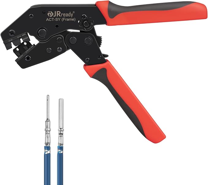 JRready Deutsch Crimp Tool DTM 20# Stamped Contacts - ACT-SY-20DTM-S Deutsch Open Barrel Terminal Crimping Tool DTM Connector Kit 16-22AWG