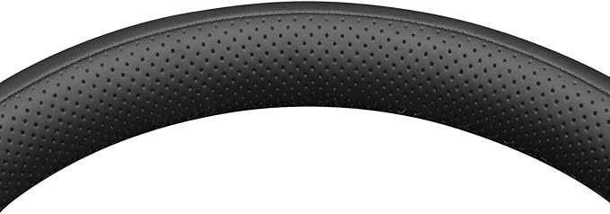 MEWANT Hand Stitch Black Smooth Perforated Artificial Leather Steering Wheel Cover Wrap for Ford Mustang 2024