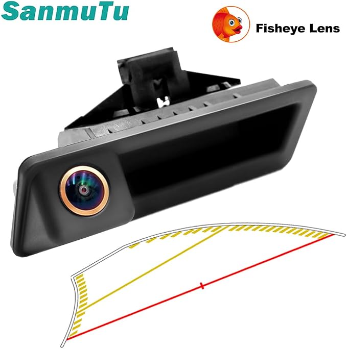 Vehicle Backup Camera CCD with Dynamic Trajectory Moving Guide Parking Line for BMW E88 E82 E84 E90 E91 E92 E93 3 5 Series X5 6 Car Rear View Reverse Fisheye Lens Trunk Handle Camera