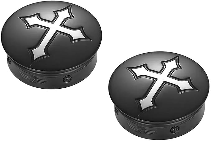 Stainless-Steel/Black Swing Arm Covers - Cross for Harley-Davidson