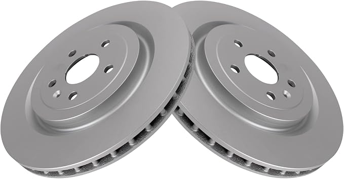 TRQ Rear Brake Rotor Set G Coated Vented Compatible with 2009-2019 Cadillac CTS 2010-2022 Chevrolet Camaro