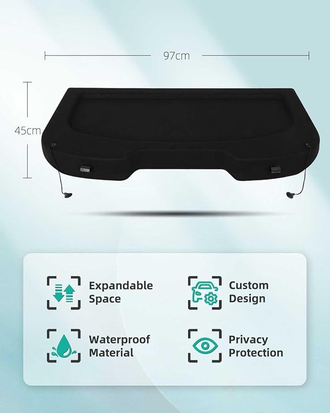 SCITOO Cargo Cover 2014-2017 Fit for Ford Fiesta 1.0L Upgraded Rear Trunk Cover with Glass Fiber