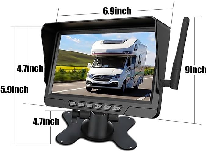 Magnetic Solar Wireless Backup Camera 7 inch Monitor DVR Looping HD 1080P 9600Amh Rechargeable Suitable for Truck Trailer Semi RV Camper Rear View Camera 1 Min Easy Install Scratch-Proof (1 Camera)