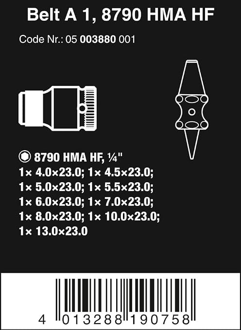 Wera Belt 1 Zyklop 1/4" Socket Belt Set with Holding Function Metric 05003880001