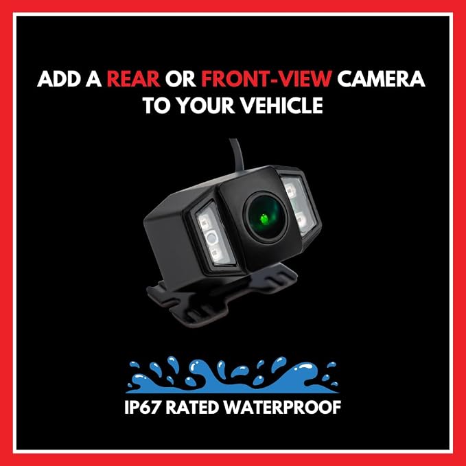 EchoMaster Universal HD Front or Rear Backup Camera with Night Vision & Multiple Mounting Bracket Options, IP67 Waterproof, Parking Lines, Ultra Wide Viewing Angle, Works with Most Aftermarket Radios