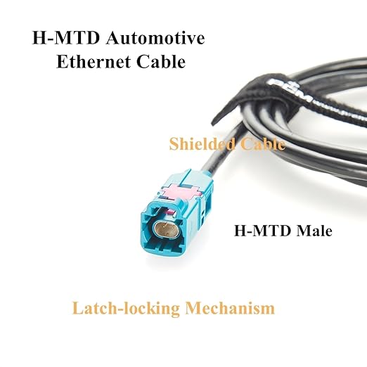 Rosenberger E6S10A-1CAZ5-Z to E6K10A-1CAZ5-Z H-MTD Automotive Ethernet Cable Harness 10Gbps 100/1000BASE-T1 H-MTD Z Code Male to Female Extension Cable for ADAS, ECU, In-Vehicle Networks(1.5M/4.92FT)