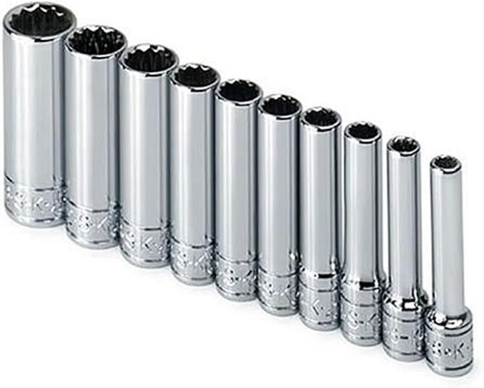 SK Tools USA 1/4" Drive, 10 Piece, 12 Point, Deep, SAE, Chrome Socket Set | 4950