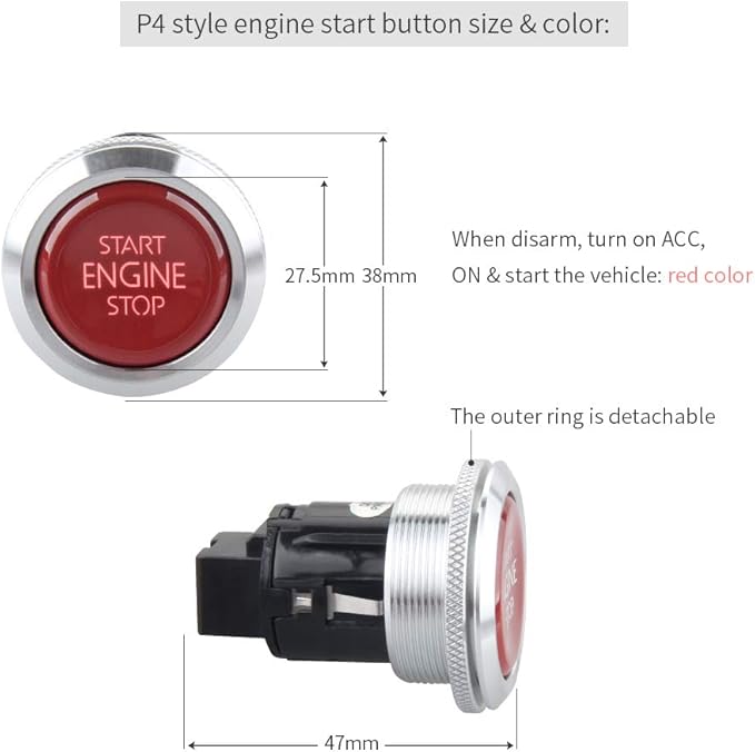 EASYGUARD ES002-P3 Push Engine Start button Module and keyless go System Compatible with car Alarm or keyless Entry System dc12v