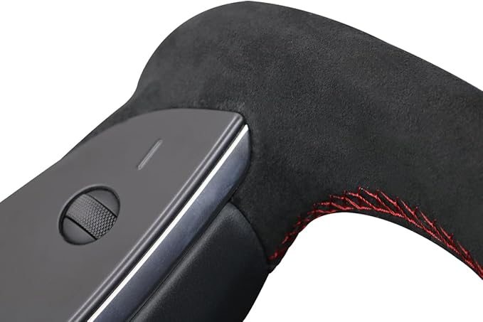 MEWANT Hand Sew on Black 9040 Athsuede Steering Wheel Cover for Tesla Model S Yoke 2021-2023 Model X 2021-2023