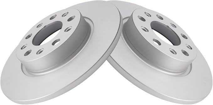 TRQ Rear Brake Rotor Set G Coated Solid Compatible with 2016-2023 Fiat 500X 2017-2023 Jeep Compass 2015-2023 Renegade 2023-2024 Dodge Hornet