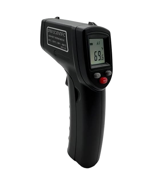 Sper Scientific 800130 Basic Infrared Thermometer 12:1/986°F - User Calibratable - High Accuracy Laser Temperature Gun with Backlit LCD for Industrial, HVAC, Cooking, Automotive & More