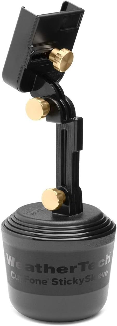 WeatherTech CupFone Two View with Extension – Adjustable, Universal Cup Holder Cell Phone Mount Car & Truck Accessory – Best Design for iPhone & Smartphone Charging – Rose Gold Metal Knobs