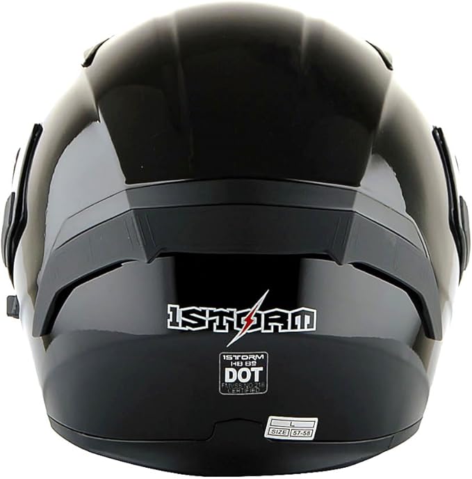 1Storm Motorcycle Modular Full Face Helmet Flip up Dual Visor Sun Shield: HB89 Glossy Black