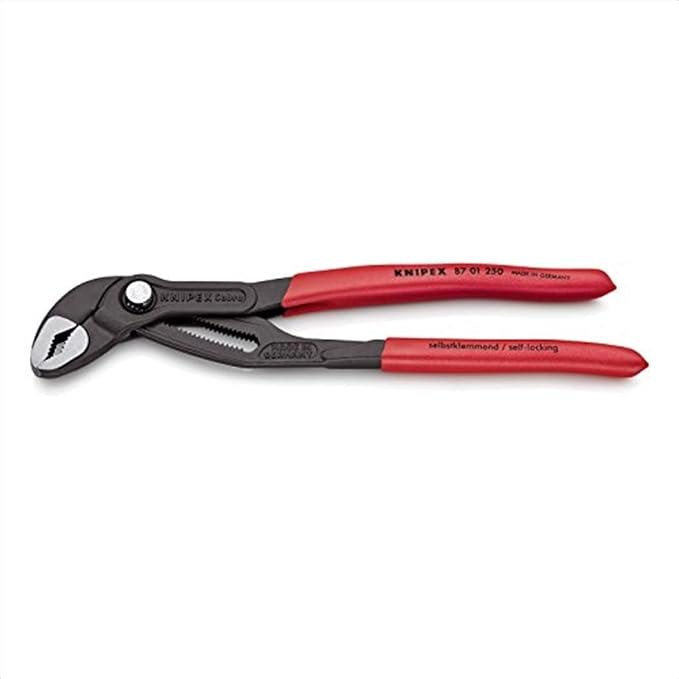 KNIPEX Tools 74 21 200, 8-Inch High Leverage Angled Diagonal Cutters & Tools - Cobra Water Pump Pliers (8701250), Red,10-Inch