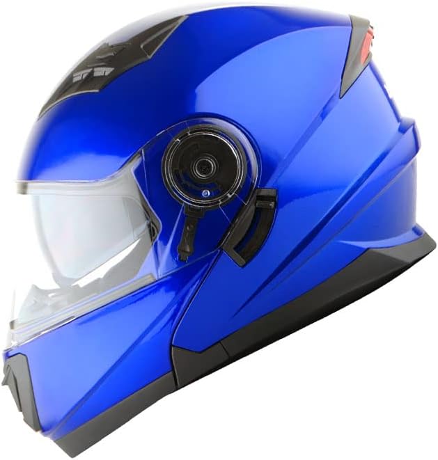 1Storm New Motorcycle Bike Modular Full Face Helmet Dual Visor Sun Shield: Glossy Blue