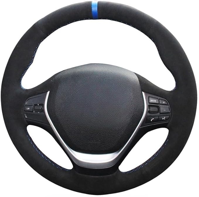 MEWANT Hand Stitch Black Suede Steering Wheel Cover for BMW 2Series F22 F23 F30 F34 F32 F33 F36 DIY Steering Wheel Wrap