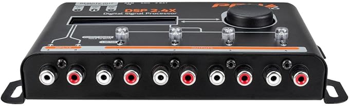 PRV AUDIO Car Audio DSP 2.4X Digital Crossover and Equalizer 4 Channel Full Digital Signal Audio Processor DSP with Sequencer Remote Relay