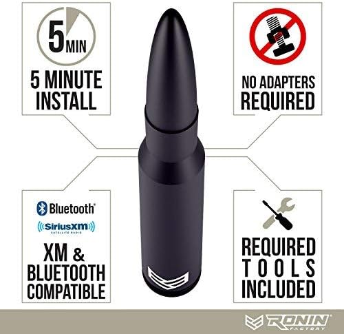 RONIN FACTORY Bullet Antenna Chevy Silverado & GMC Sierra Trucks - 50 Cal Truck Antenna Accessories - Anti Theft - Carwash Safe - Short Replacement Antenna