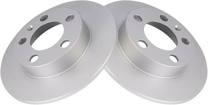 TRQ Rear Brake Rotor Set G Coated Solid Compatible with 2000-2006 Audi TT 1998-2010 Volkswagen Beetle 1999-2010 Golf 1999-2010 Jetta