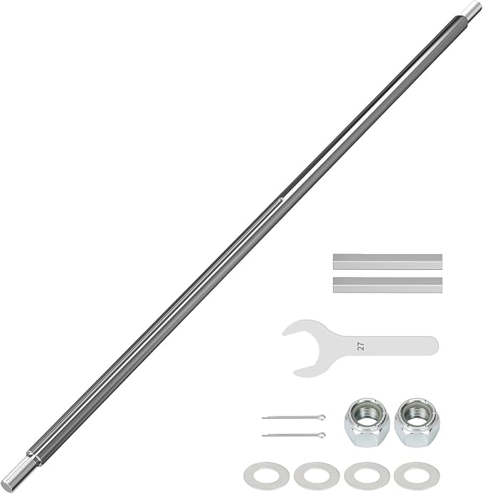 44" Go Kart Live Axle Kit with 1" Bore 3/4" Step Down 3/4-16" Fine Thread Ends 1/4" Keyway Replacement for Go Kart Cart ATV Quads Dune Buggies Powersports Accessories Parts