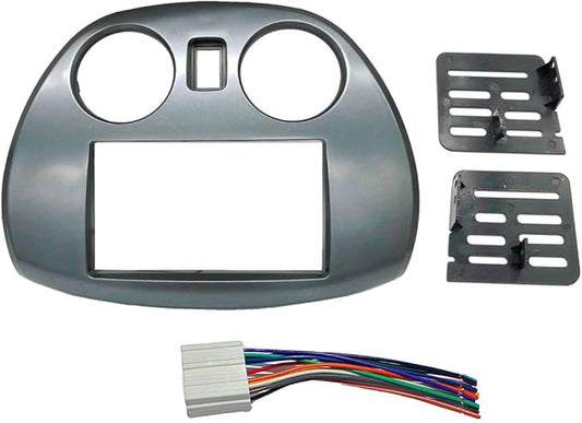 Radio Stereo Double 2 Din Dash Install Kit Mount Trim Bezel w/Wiring Harness and Factory Blue LED Compatible with Mitsubishi Eclipse