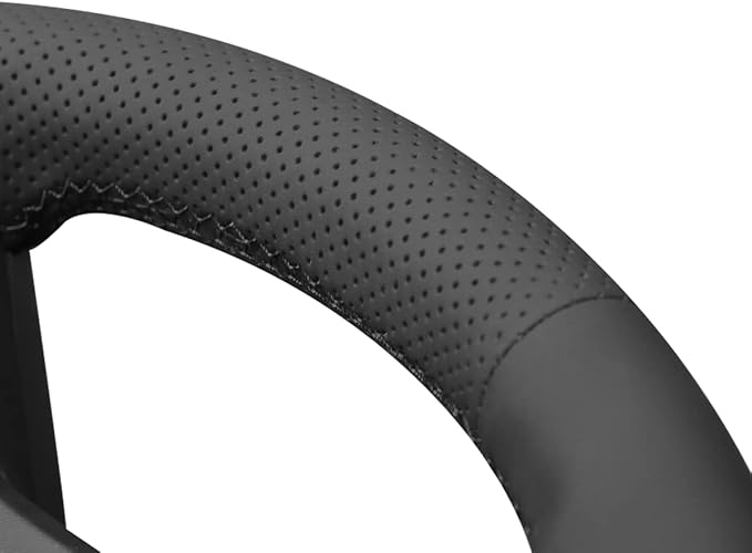 MEWANT Hand Stitch Black Genuine Leather Steering Wheel Cover for Dodge RAM 1500 2012-2018 1500 Classic 2500 3500 5500
