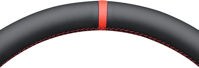 MEWANT Hand Stitch Steering Wheel Cover for 1500 2012-2018 1500 Classic 2019-2023 2500 3500 5500 2012-2018 Black Genuine Leather Diamond Embossed Athsuede Interior Accessories