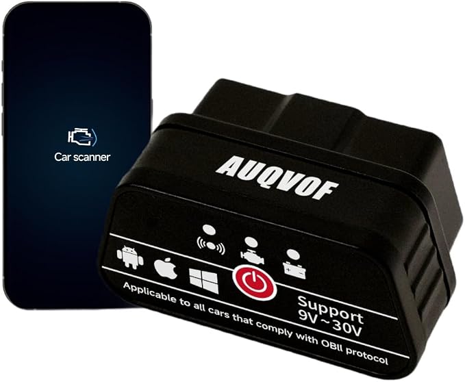 OBD2 Scanner Bluetooth 5.0 for iPhone & Android - 12 Protocols & J1939 Supported, Car Diagnostic Scan Tool, Check Engine Code Reader, Compatible with Torque & CarScanner (VIP), No Subscription Fee