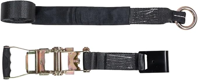 Mytee Products 2" x 120" Car Tie Down Straps for Trailer with Flat Hook - 3333 LB WLL Black Lasso Style Tire Straps for Car Trailer with Ratchets - Vehicle Tie Down Wheel Straps for Hauling Cars
