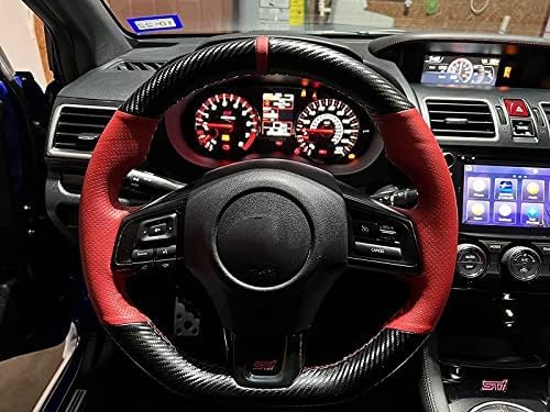 MEWANT Hand Stitched Matte Carbon Fiber Artificial Leather Steering Wheel Cover for Subaru WRX STI Levorg Steering Wrap