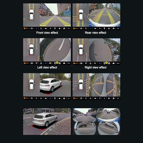 360 Car Camera, Panoramic Surround View Camera System Front Rear Left Right AHD Cameras for Android Auto Radio Night Vision IP68 Wide Angle Parking Driving Safety
