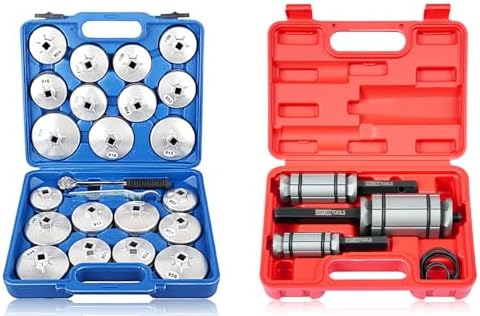 DAYUAN 23pcs Aluminum Alloy Cup Type Oil Filter Cap Wrench Socket Removal Tool Set Bundle with Upgraded 3 Pcs 1-1/8 inch to 3-1/2 inch Exhaust Pipe Expander Tool Set