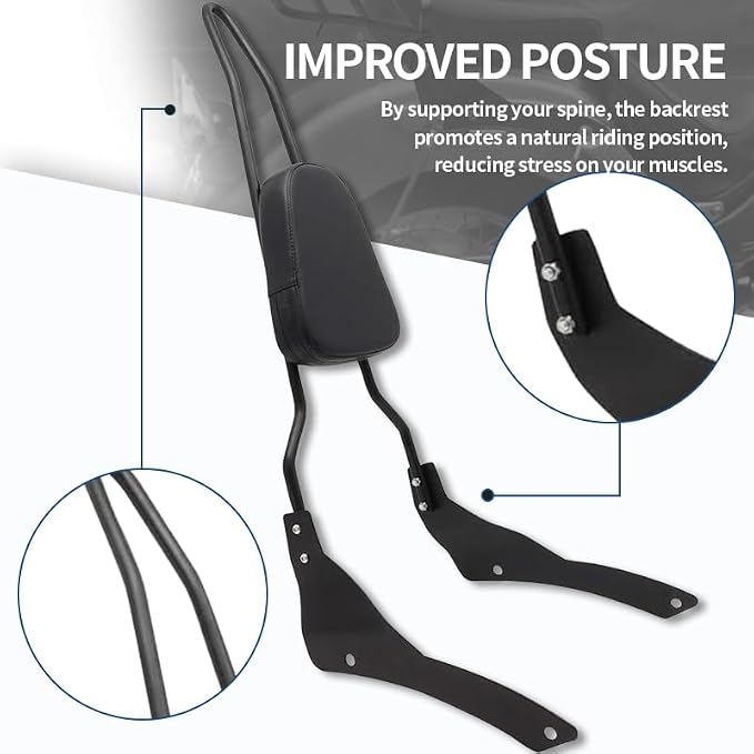 Motorcycle Rear Seat Backrest Sissy Bar Back Rest Compatible For Yamaha VStar 400 650 Classic xvs400 xvs650 Dragstar 400 650 Classic