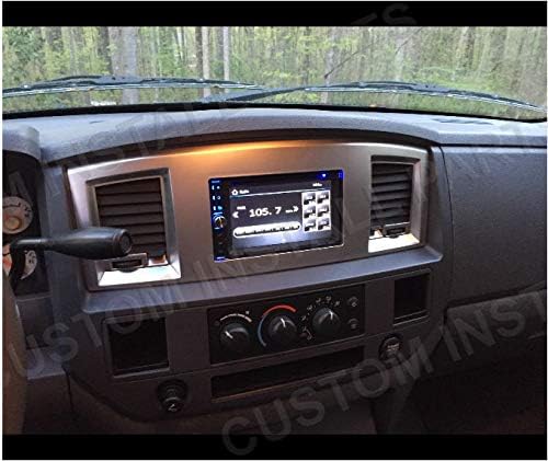 Slate Grey Black and Silver Aftermarket Stereo Double Din Dash Install Kit Compatible with Dodge Ram 2006 2007 2008 2009 (Standard, Silver)