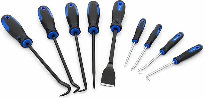 Tech Team #789-9-Piece Hook & Pick Set – Radiator Coolant Hose Removal, Seal & Gasket Pick Tools with Comfort Grips – Includes 4 Mini Picks & 5 Full-Size Hook Tools for Automotive & Repair Work