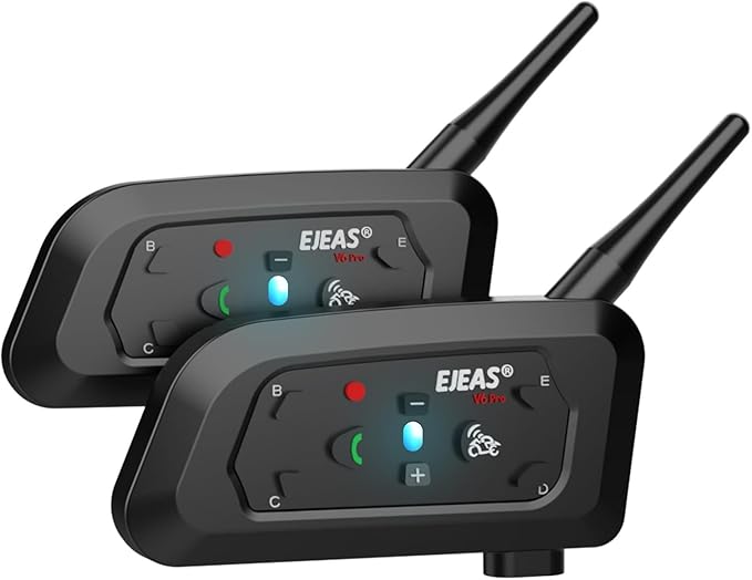 Novamente V6 Pro+ Motorcycle Helmet Bluetooth Intercom Headset, Up to 6 Riders 2-Way IP65 Waterproof Wireless Motorbike Communication System for Dirt Bike/ATV/Off Road, 2Packs