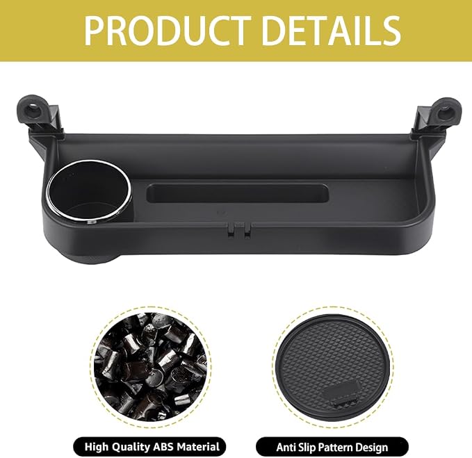 Grab Bar Tray Passenger Side Co-Pilot Handle Expansion Storage Tray Organizer Box Cup Holder Fit for Suzuki Jimny 2019-2025 Interior Accessories (Silver Ring)