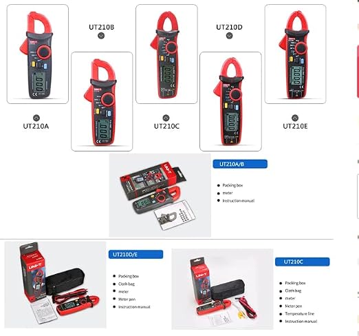 UNI-T UT210B Mini Clamp Meter - TRMS True RMS Measurement, NCV Non-Contact Voltage Detection, AC/DC Current (2-200A)/Voltage/Resistance Tester, Auto Range, Overload Protection, CE & US-Canada Certifie