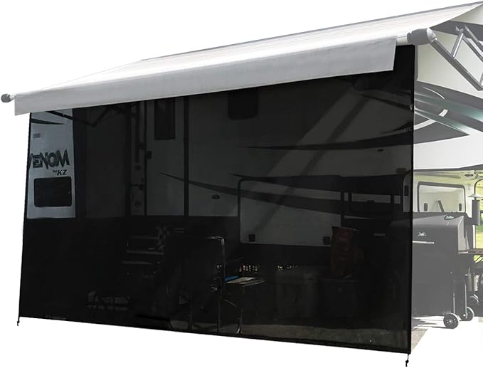 Shadeidea RV Sun Shade Screen for RV Awning - 10' X 18' 5'' (fit for 19' Awning) Black Mesh Sunshade Motorhome Camping Trailer Screen Shade UV Sunblocker Canopy Sunscreen - 3 Year Warranty