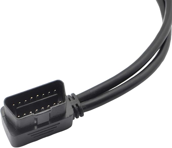 iKKEGOL Pack of 2 Right Angle Universal OBD2 OBD II 16 Pin Splitter Y Open Cable, J1962 1 Male to 2 Female Connector with Underdash Mount Bracket 50cm/20
