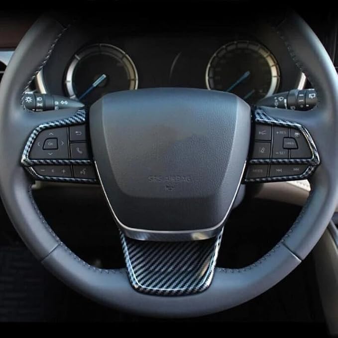 3Pcs Steering Wheel Glitter Ornament Modification Trim Cover Compatible with Toyota Grand Highlander 2024 2025 2026 Fit for 2024-2026 Grand Highlander ABS Accessories(Carbon Fiber)