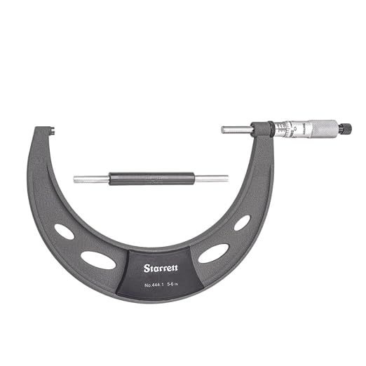 Starrett Outside Micrometer with Insulated Frame, Satin Chrome Finish and Advanced Sleeve Design - Quick and Easy Adjustment, 5-6" Range, .0001" Graduations - T444.1XRL-6