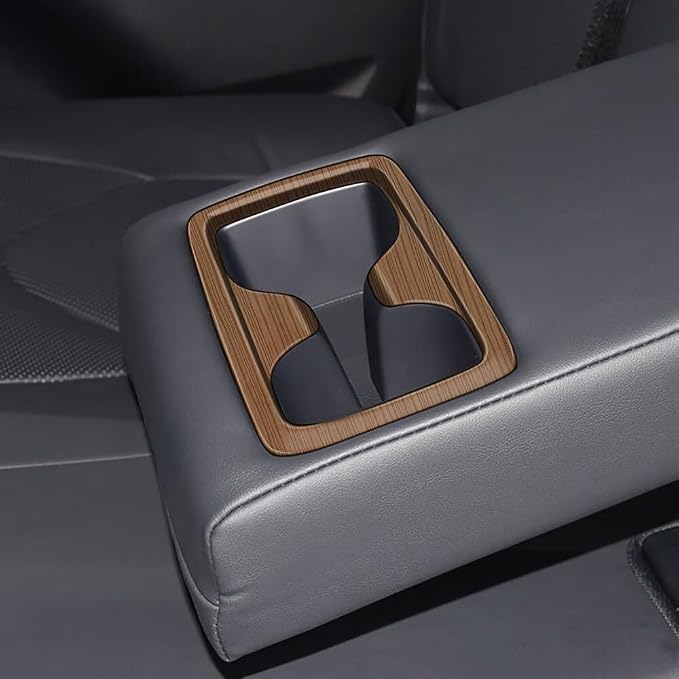 Second Row Cup Holder Panel Cover Interior Modifications Compatible with Toyota Grand Highlander 2024 2025 2026 Fit for 2024-2026 Grand Highlander ABS Accessories(Wood Grain)