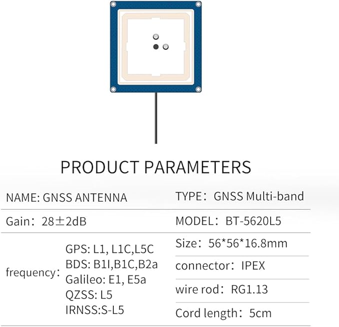 Multi-Path GPS L1/L2 GLONASS L1/L2 BDS B1I/B2I/B2b Galileo E1/E5b for F9P RTK UAV UGV Position GNSS Antenna BT-5620L5
