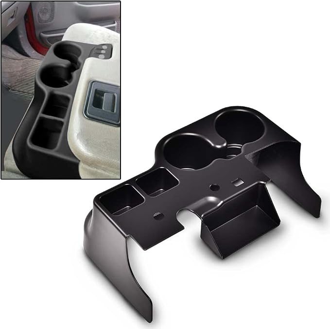 ANDPLAY Center Console Cup Holder Compatible with Ford F250 F350 F450 F550 1999 2000 2001 Super Duty Truck Black