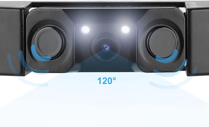 3 in 1 Car License Plate Frame Parking Sensor Rearview Reverse B 120 Degree Wide Angle The Parking Sensor Support Ackup Camera 2LED Backup Sensor Kit Camera for Truck