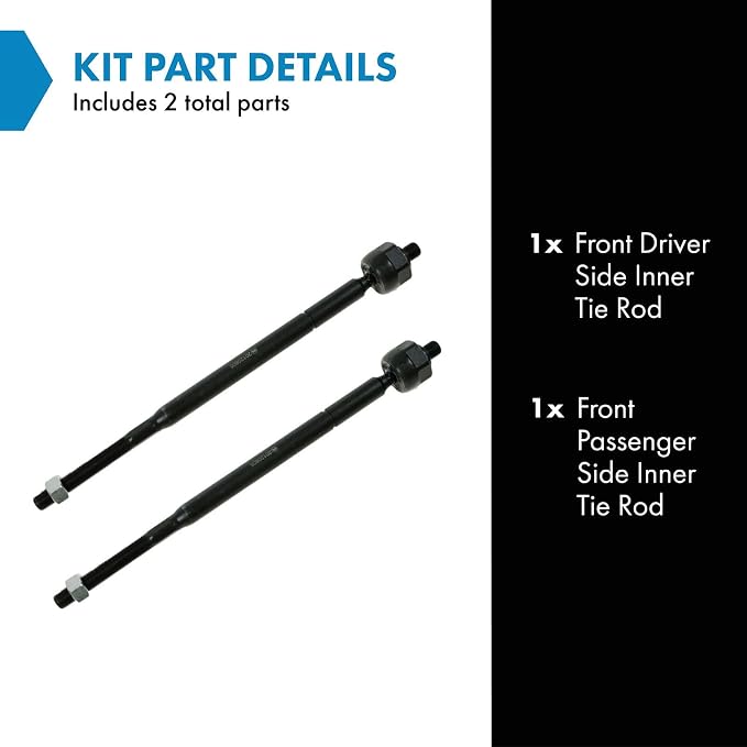 TRQ Front Inner Tie Rod Set 2 Piece Compatible with 2004-2008 Chrysler Pacifica 08-10 Town & Country 08-10 Grand Caravan 09-11 Volkswagen Routan